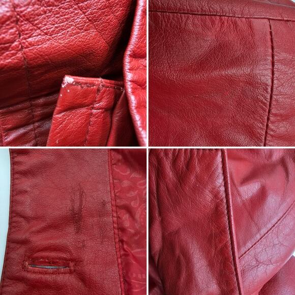 Vtg 80s/90s G III Leather Fashions Women's S Oversized Red Leather Trench Coat - Picture 12 of 13